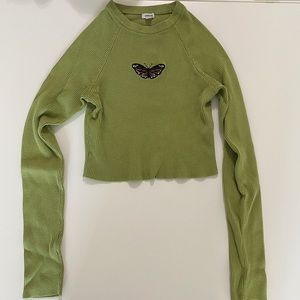 Green Cropped Long-Sleeve - Size Medium - Garage
